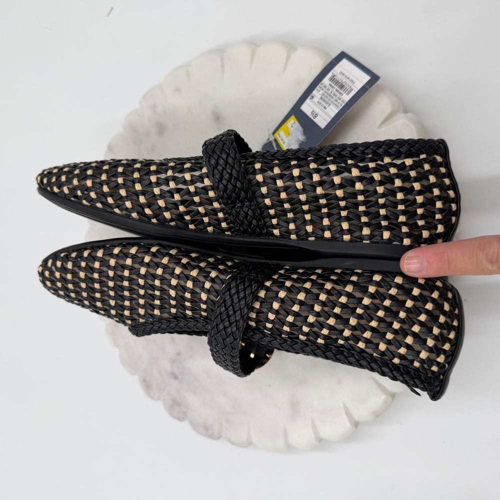 Universal Thread Womens Woven Mary Jane Flats Black Tan Braided Strap Size 8.5 - Picture 8 of 9